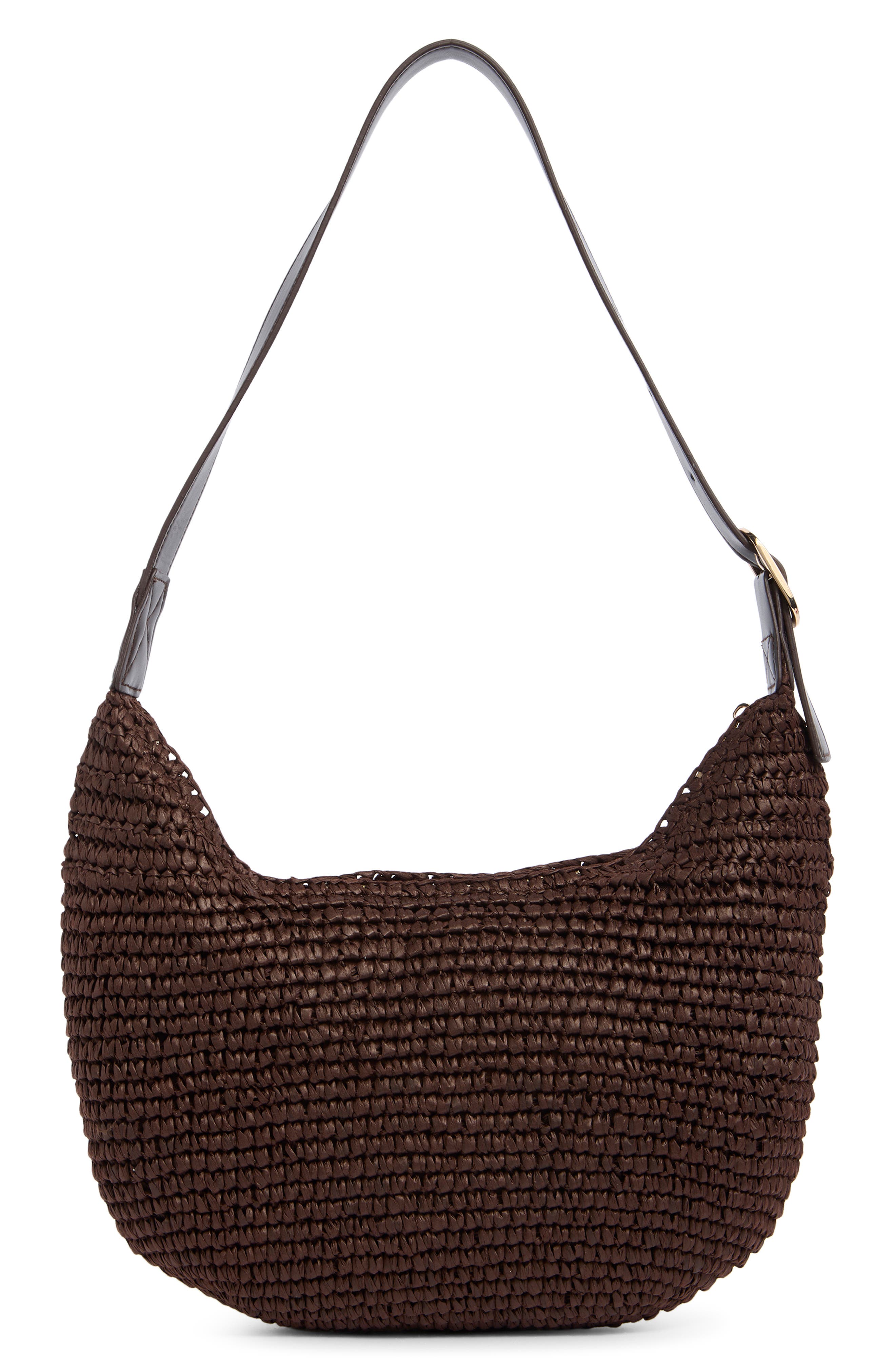 URBAN EXPRESSIONS HANDBAGS Straw Hobo Bag, Alternate, color, Coffee