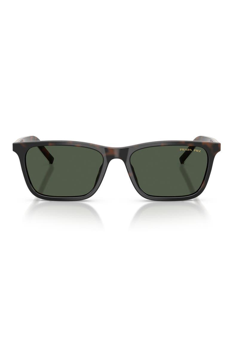 PR D19SF 56mm Polarized Rectangle Sunglasses, Main, color, CHERRY TORTOISE/ HORN / GREEN
