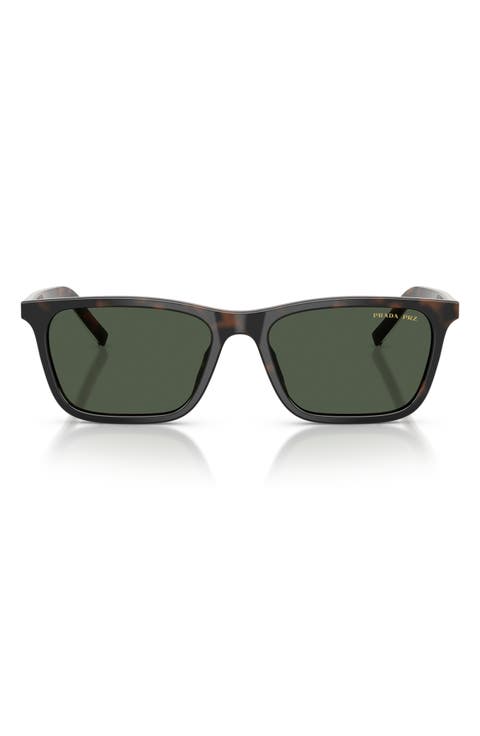 PR D19SF 56mm Polarized Rectangle Sunglasses
