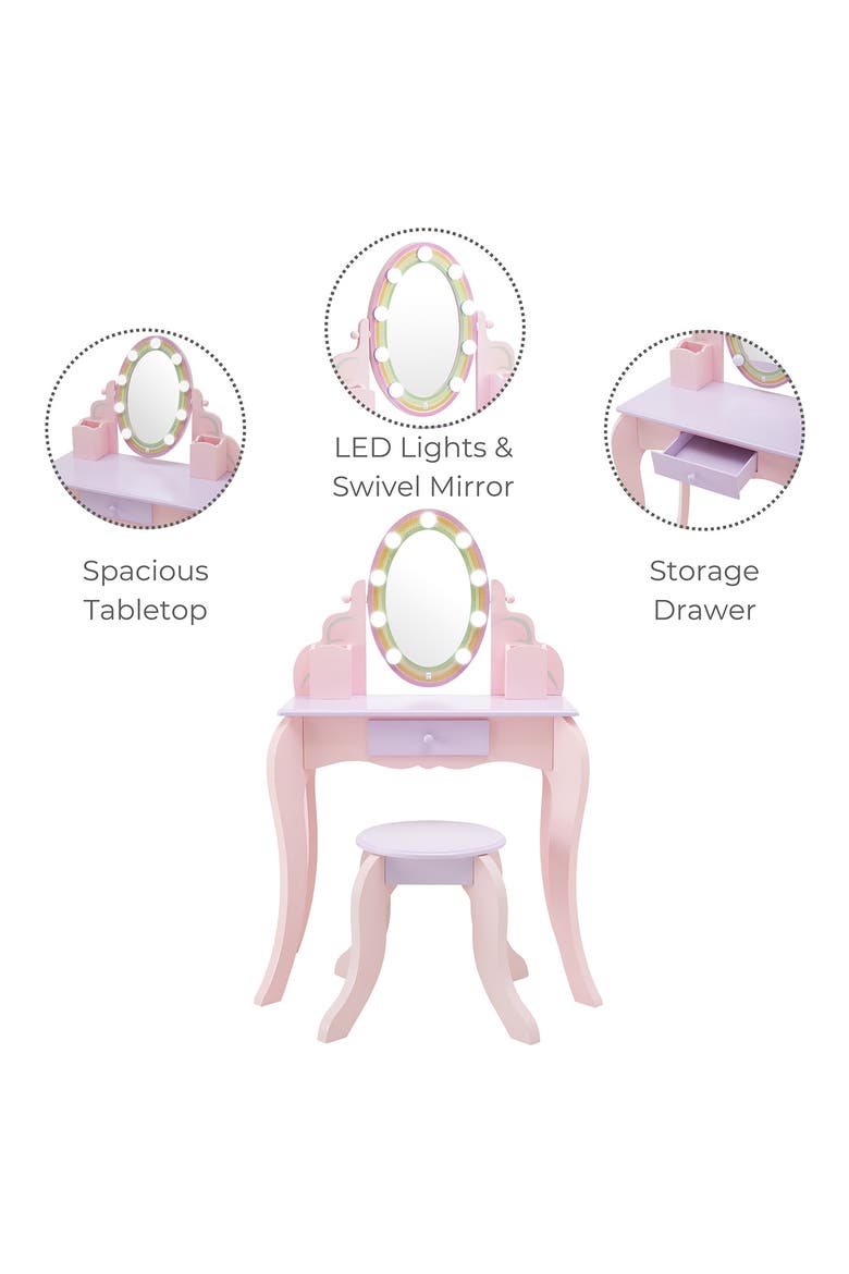 Fantasy Fields Little Princess Rapunzel Vanity Play Set with LED Mirror, Alternate, color, PINK