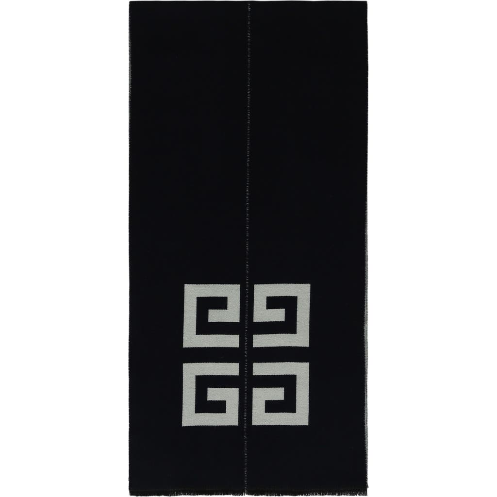 Givenchy Split Logo Scarf Man Scarf Blue Size - Wool In Navy
