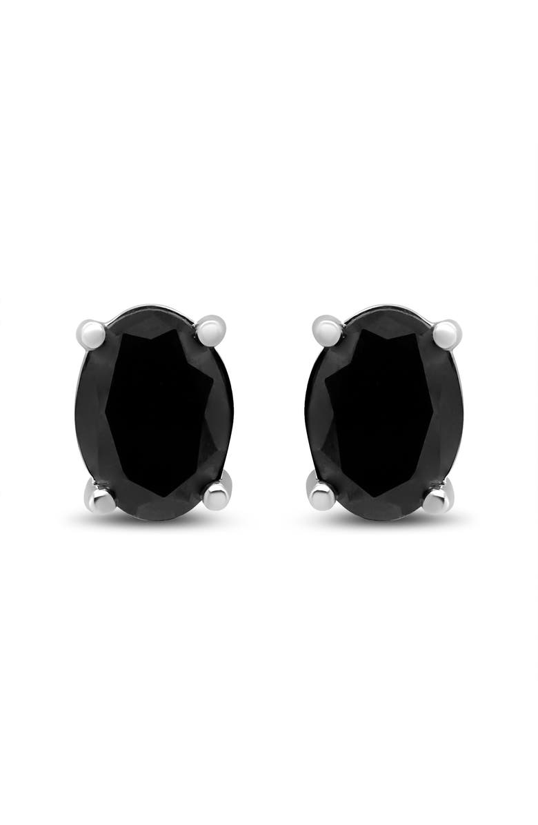 Haus of Brilliance Silver 2.0 Ct Prong Black Oval Diamond Stud Earring, Main, color, White