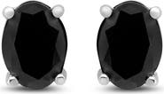Haus of Brilliance Silver 2.0 Ct Prong Black Oval Diamond Stud Earring