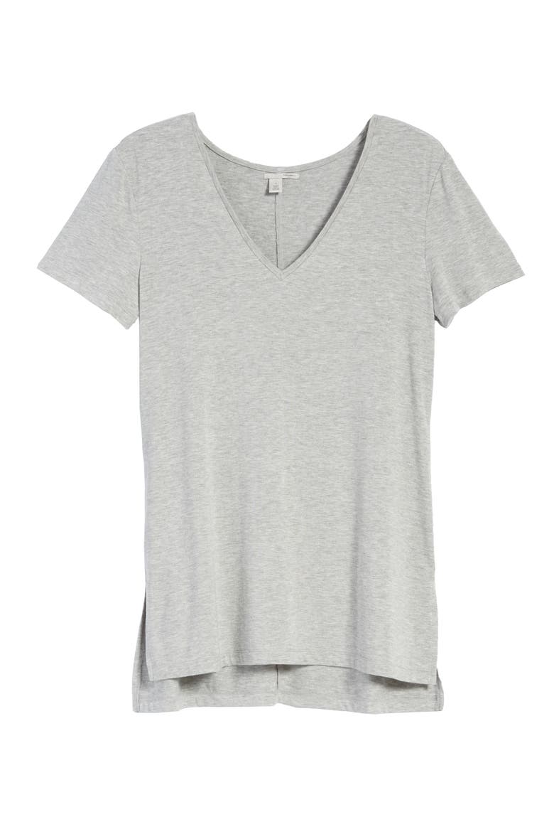 V-Neck Tunic T-Shirt, Alternate, color, HEATHER GREY