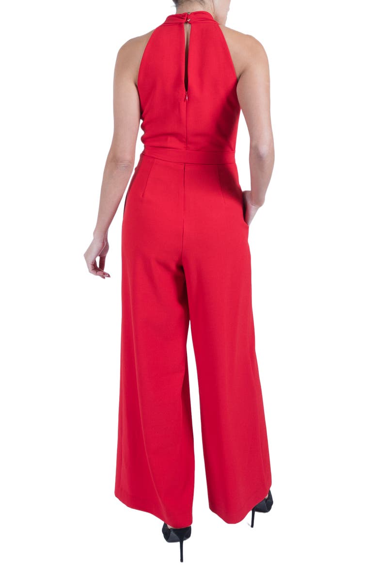 Julia Jordan Tie Waist Wide Leg Jumpsuit, Alternate, color, Red