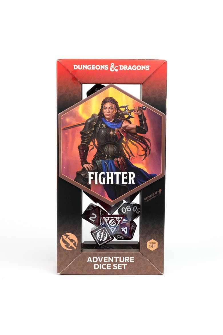 D&D Adventure Dice Fighter Red, 17Pc Rpg Die Set, Alternate, color, Red