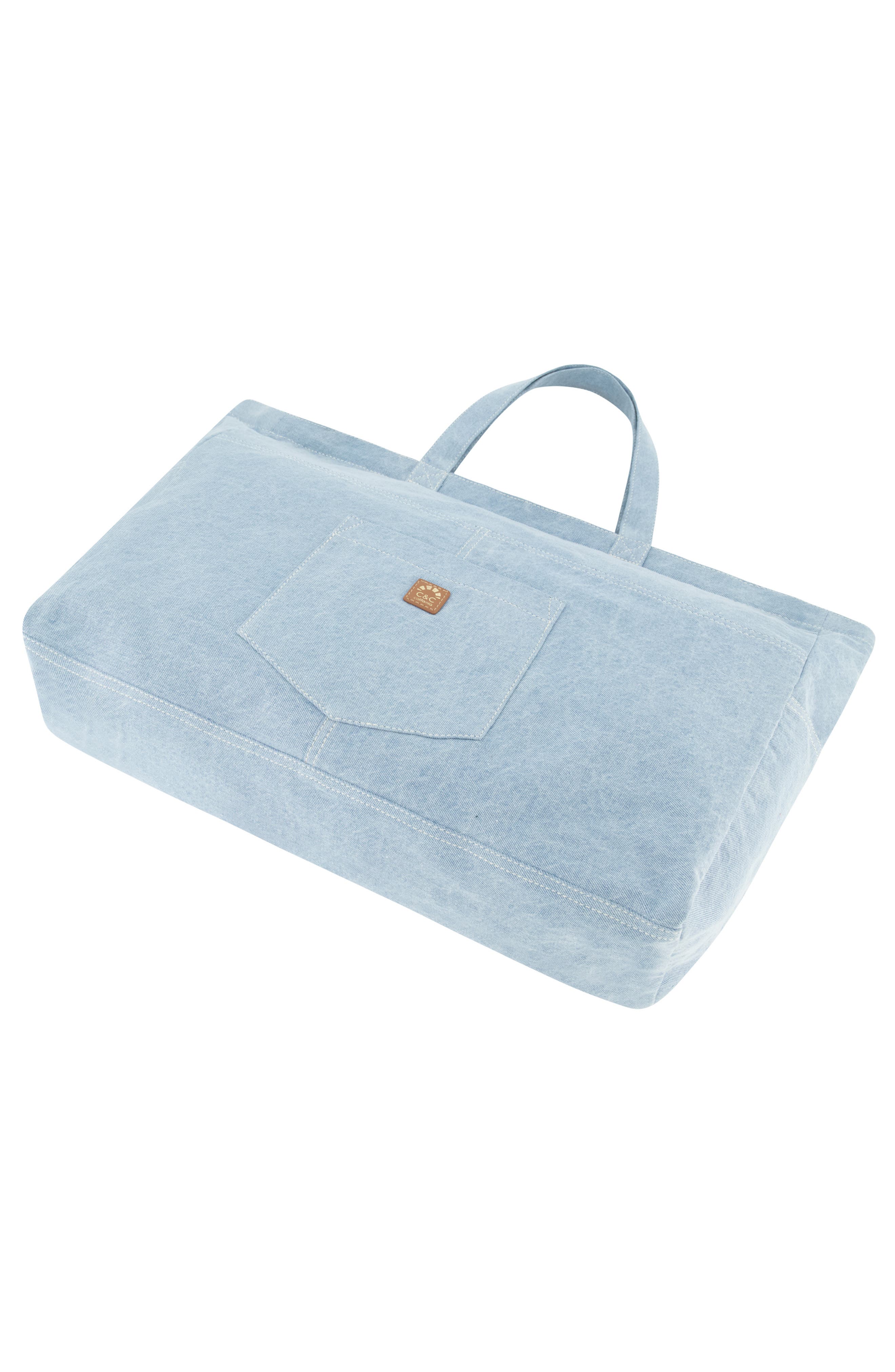 C & C California Multipocket Denim Tote Bag, Alternate, color, Light Blue