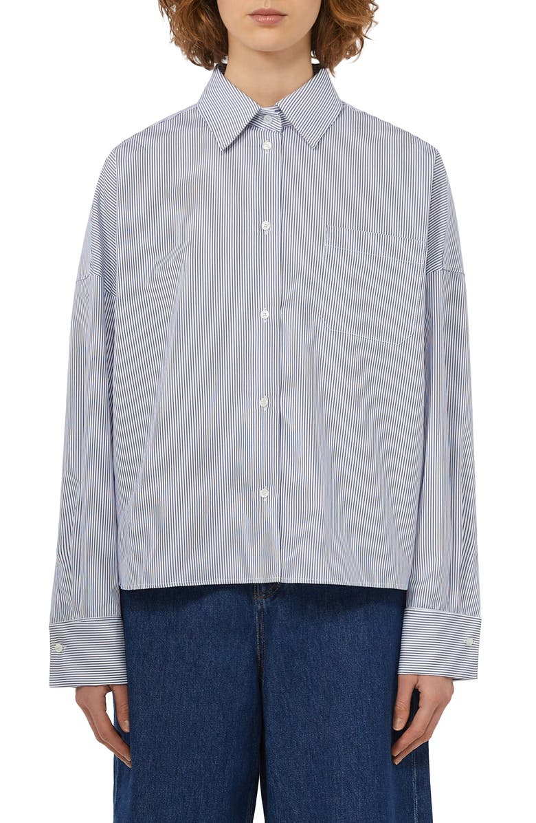 Weekend Max Mara Arturo Stripe Oversize Cotton Poplin Shirt, Main, color, 