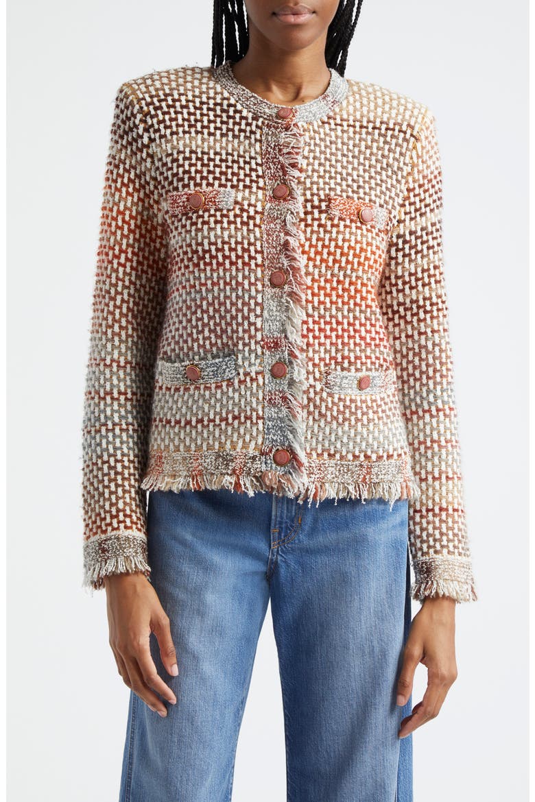 Sariyah Ombré Knit Jacket, Main, color, RED MULTI