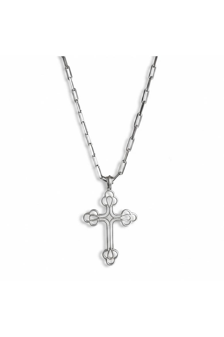 The Maxi Billie Cross Necklace, Main, color, Silver