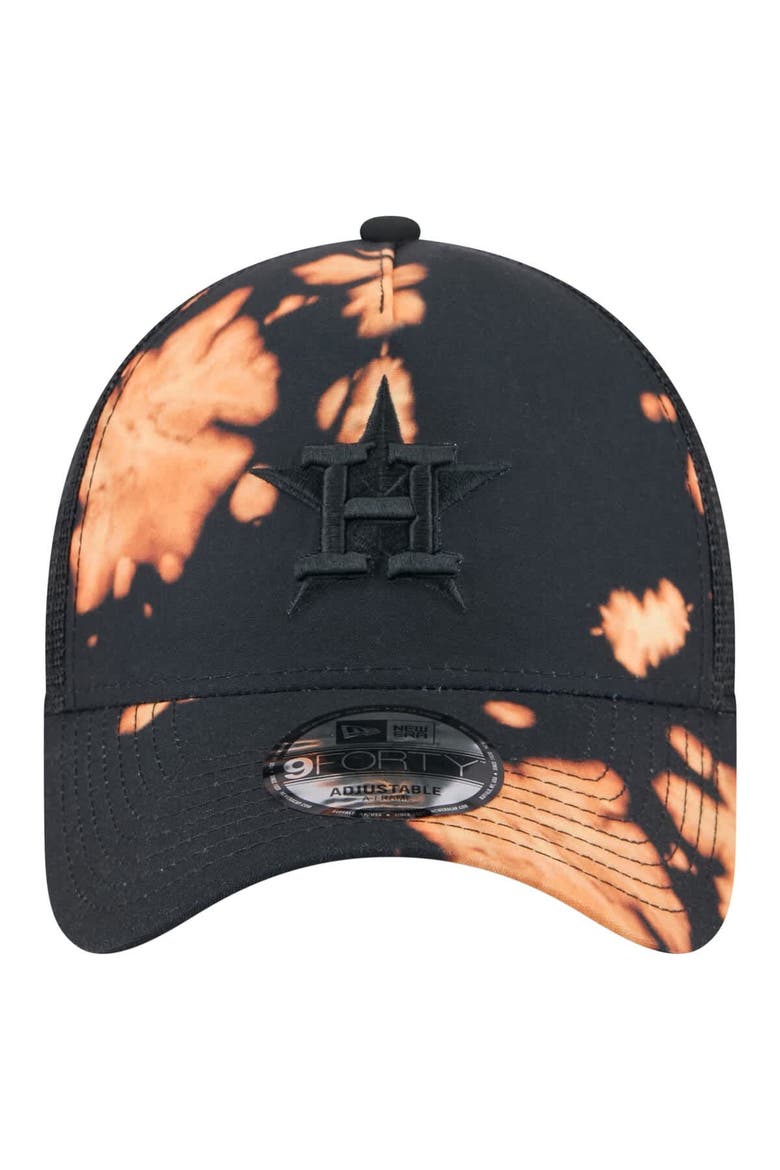 Men's New Era  Black Houston Astros Bleached A-Frame 9FORTY Adjustable Hat, Alternate, color, Black