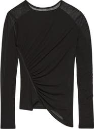 Helmut Lang Ruched Asymmetric Hem Cotton Top