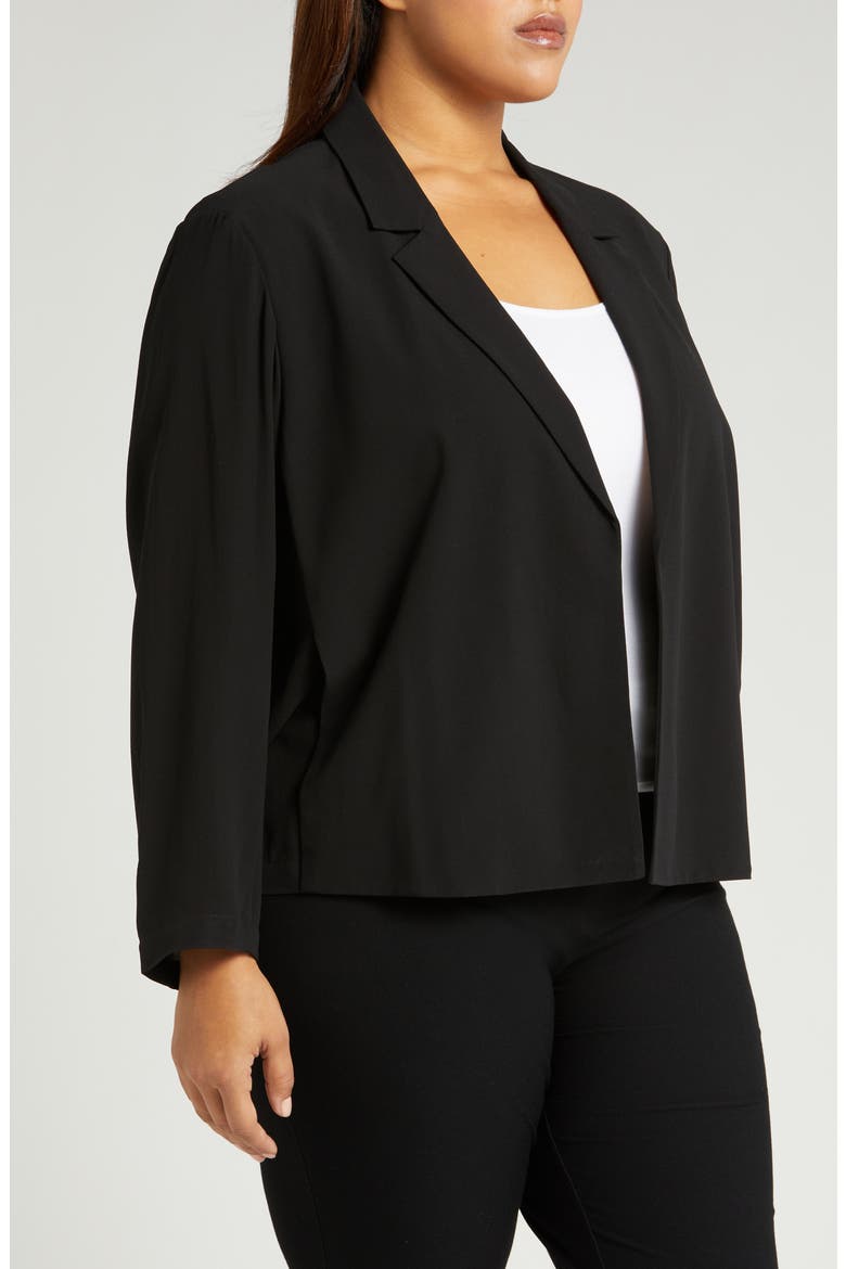 Crop Silk Blazer, Alternate, color, BLACK