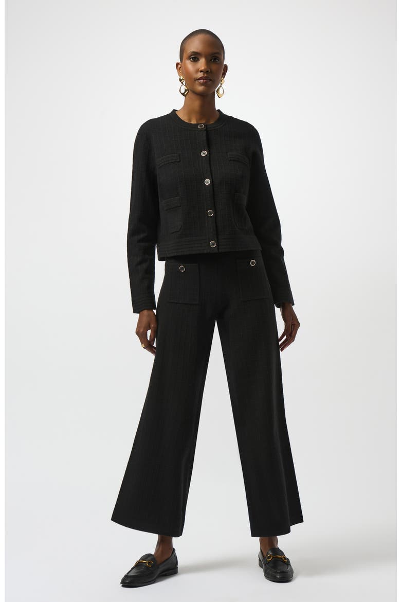 Check Knit Straight Leg Ankle Pants, Alternate, color, BLACK