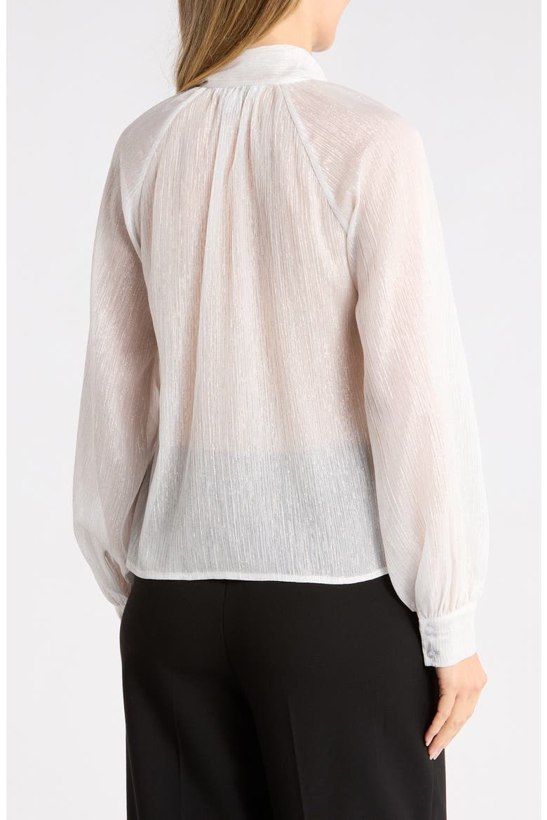 Viv Metallic Tie Neck Shirt, Alternate, color, GREY-SILVER