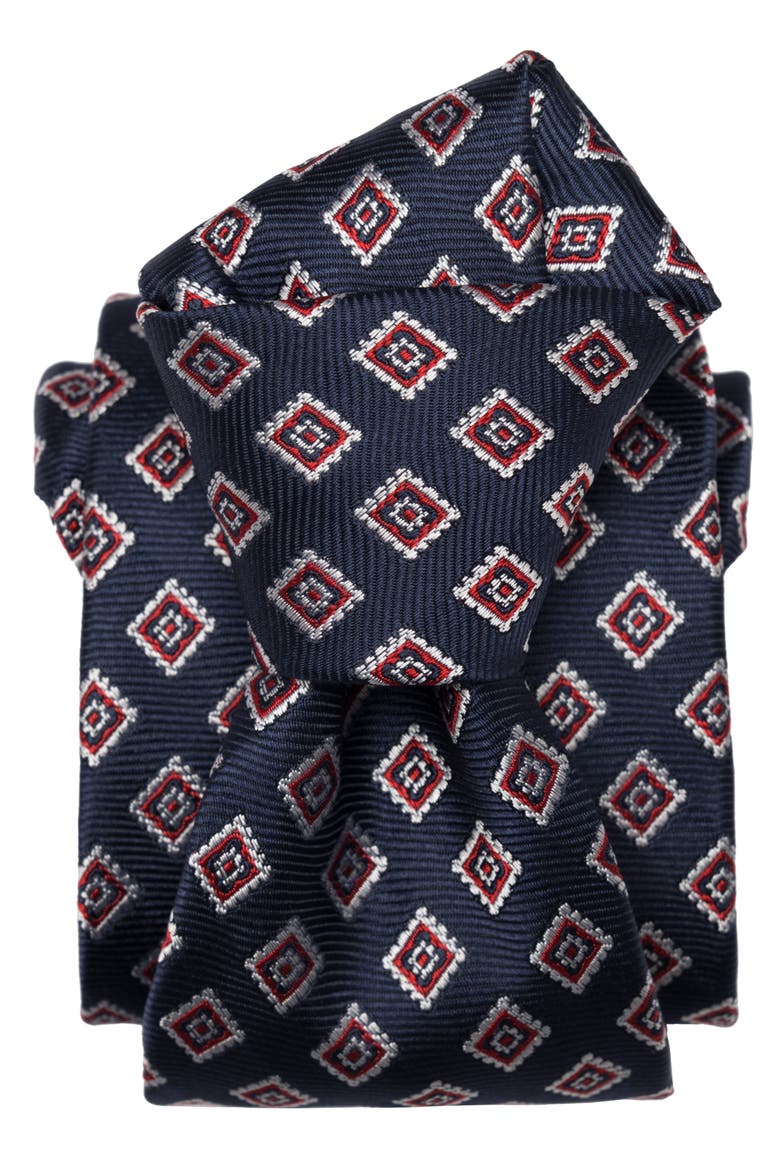 Lambrusco - Extra Long Silk Jacquard Tie for Men, Alternate, color, Navy