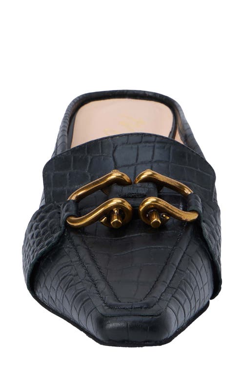 Matisse Lee Kitten Heel Mule In Black Croc