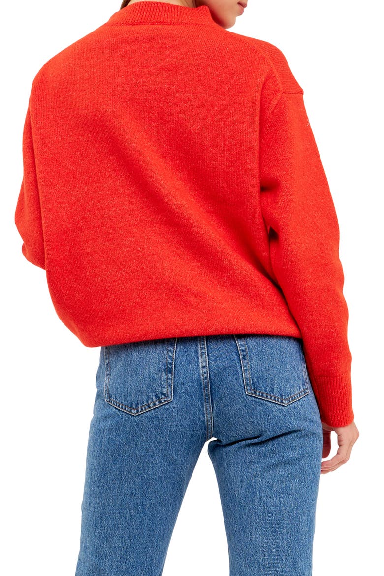 Relaxed Fit Mock Neck Sweater, Alternate, color, ORANGE