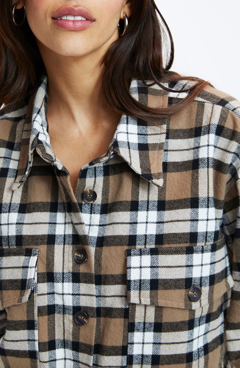 Good American Flannel Crop Button-Up Shirt, Alternate, color, 