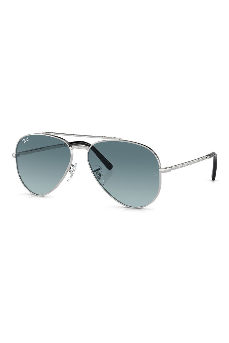 New Aviator 58mm Gradient Sunglasses, Alternate, color, SILVER