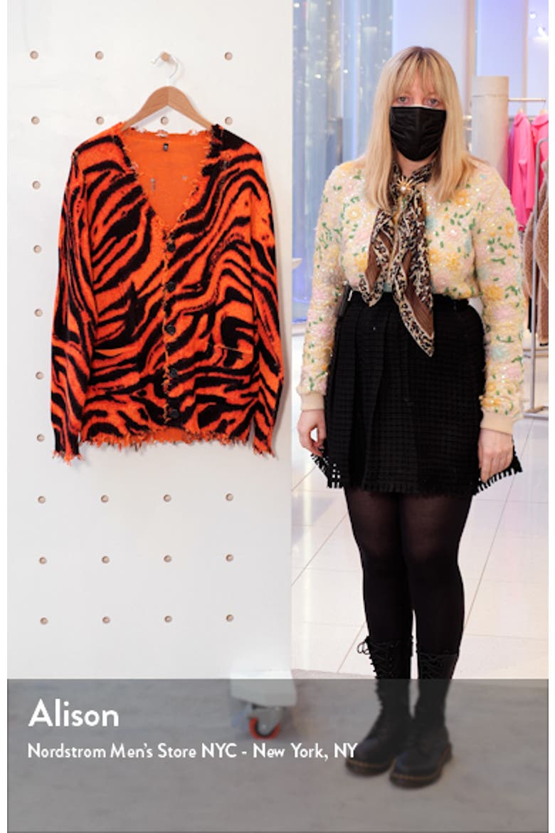 Zebra Print Distressed Oversize Cotton Cardigan video