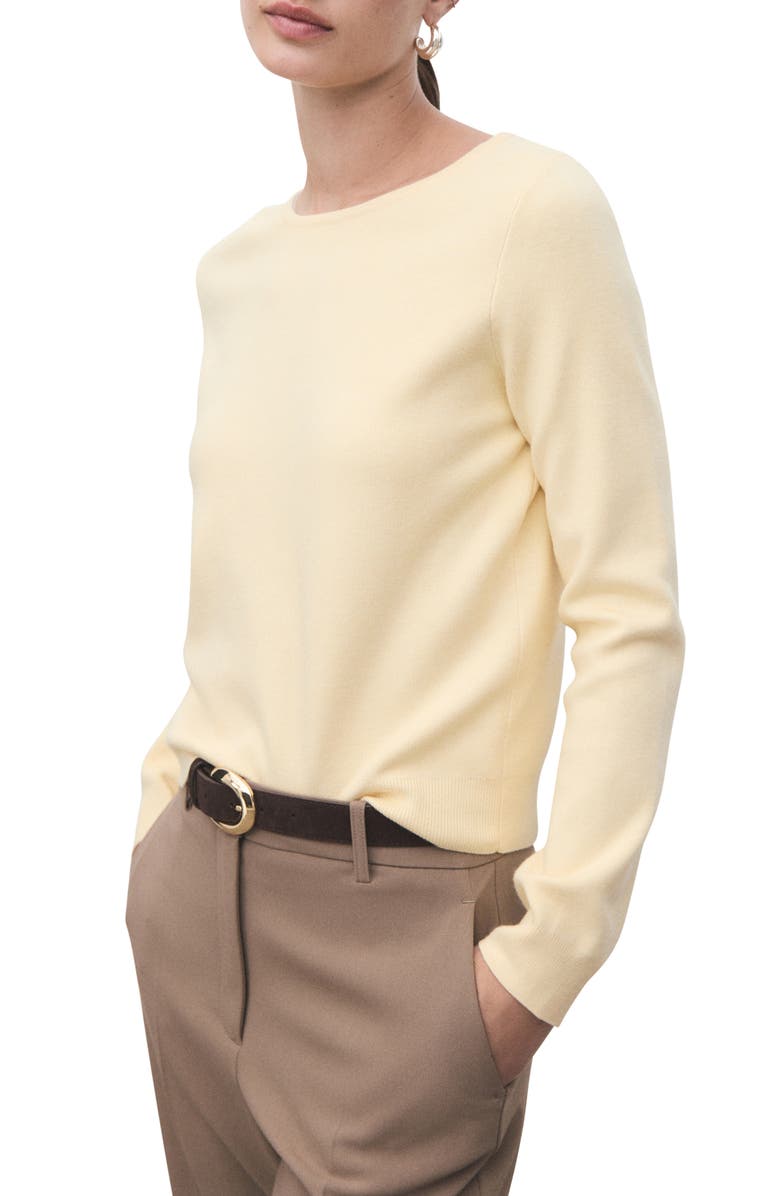 MANGO Fine Gauge Crewneck Sweater, Main, color, Vanilla
