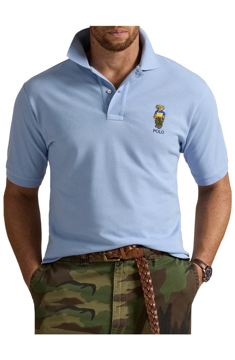 Polo Ralph Lauren Big & Tall Polo Bear Mesh Polo Shirt, Main, color, Chambray Blue