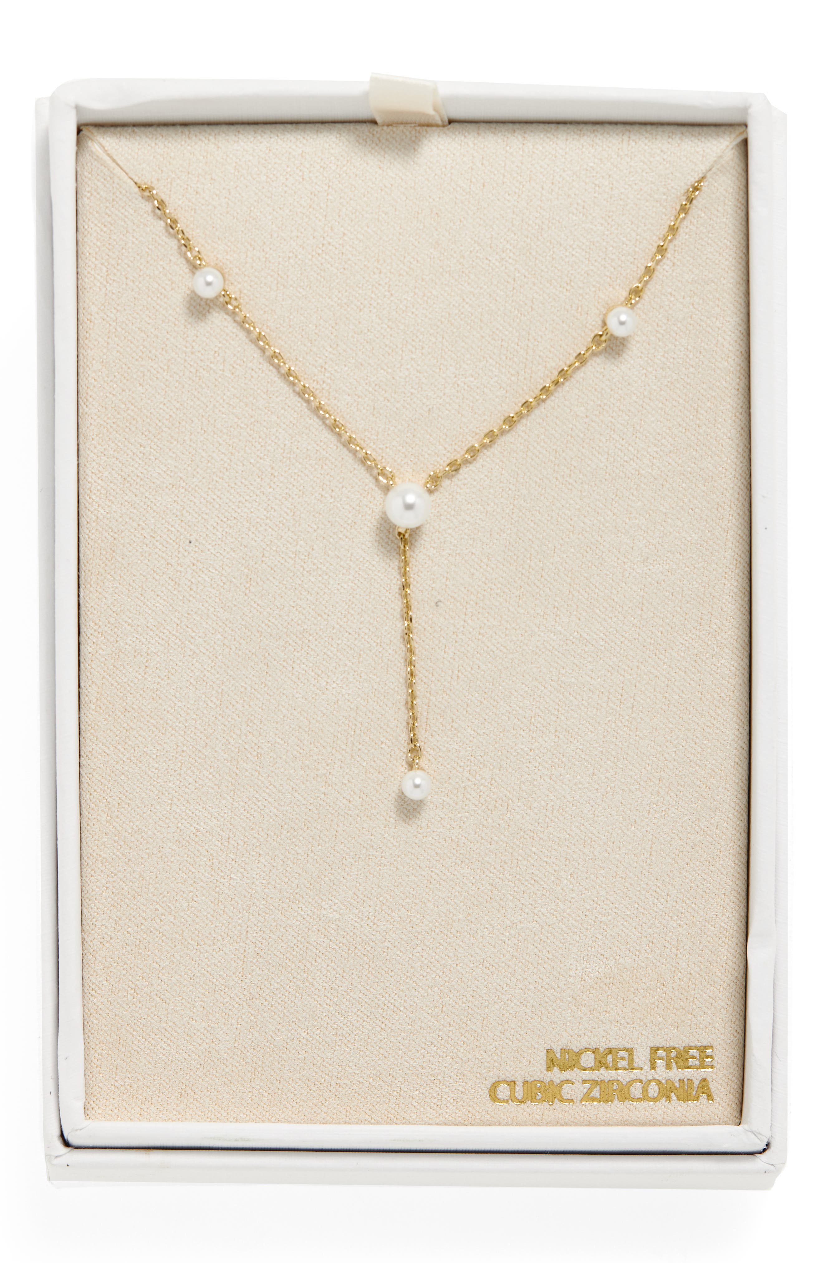 NORDSTROM RACK Faux Pearl Station Y-Necklace