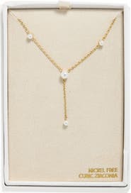 NORDSTROM RACK Faux Pearl Station Y-Necklace