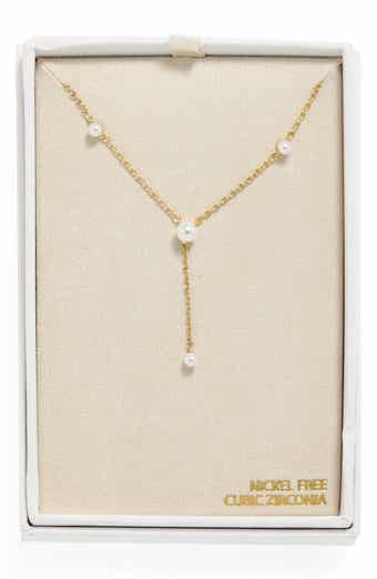 NORDSTROM RACK Faux Pearl Station Y-Necklace