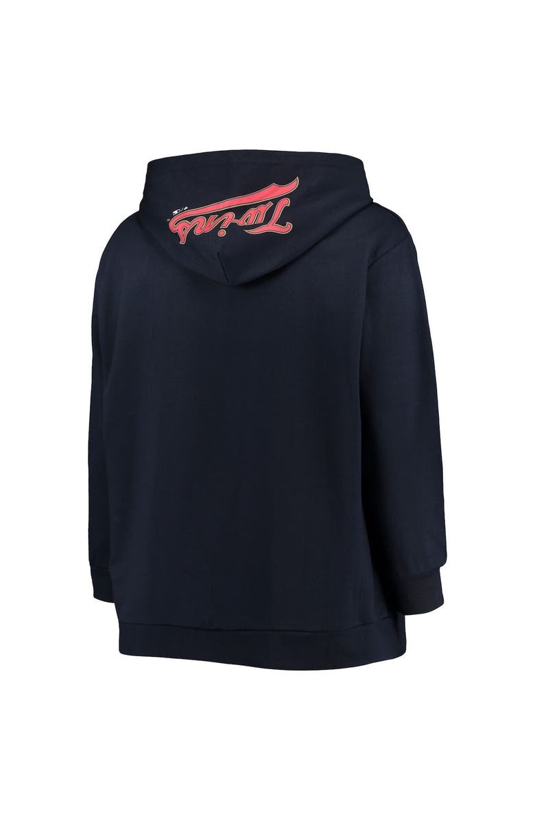 PROFILE Women's Navy Minnesota Twins Plus Size Lace-Up V-Neck Pullover Hoodie, Alternate, color, 
