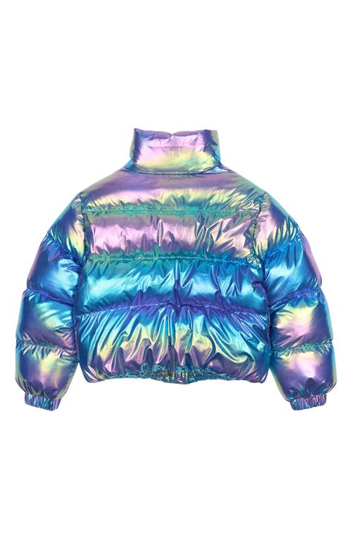 The New Kids' Paris Iridescent Puffer Jacket In Silver