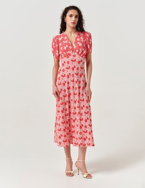 Faye Floral Crepe Midi Dress