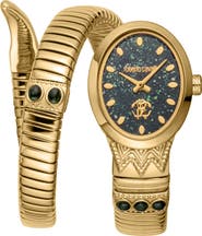 Roberto Cavalli Serpente Ornato Snake Wraparound Bracelet Watch, 22.5mm x 34mm