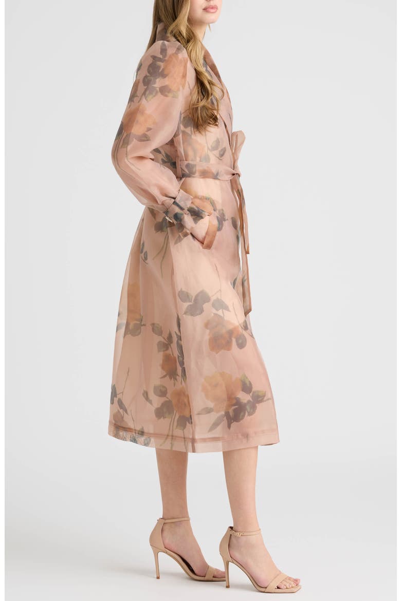 Floral Organza Trench Coat, Alternate, color, FLORAL