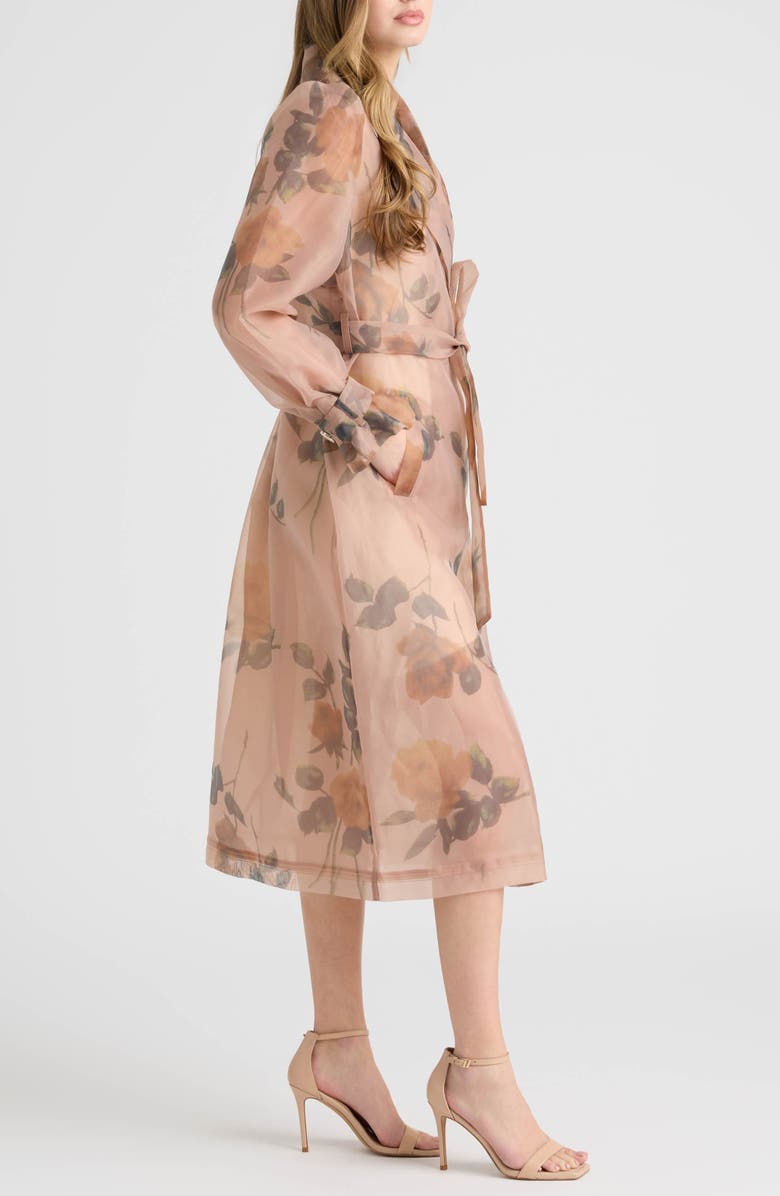 NVLT Floral Organza Trench Coat, Alternate, color, Floral