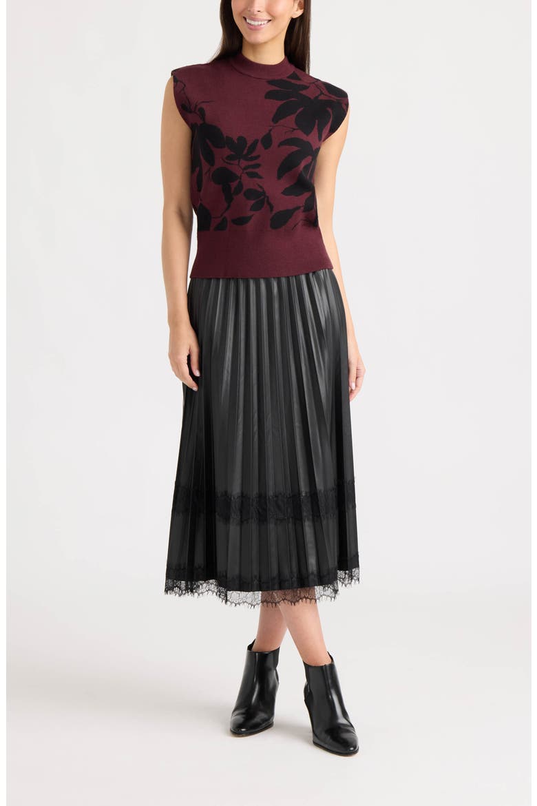 Floral Jacquard Sleeveless Sweater, Alternate, color, WINETASTING