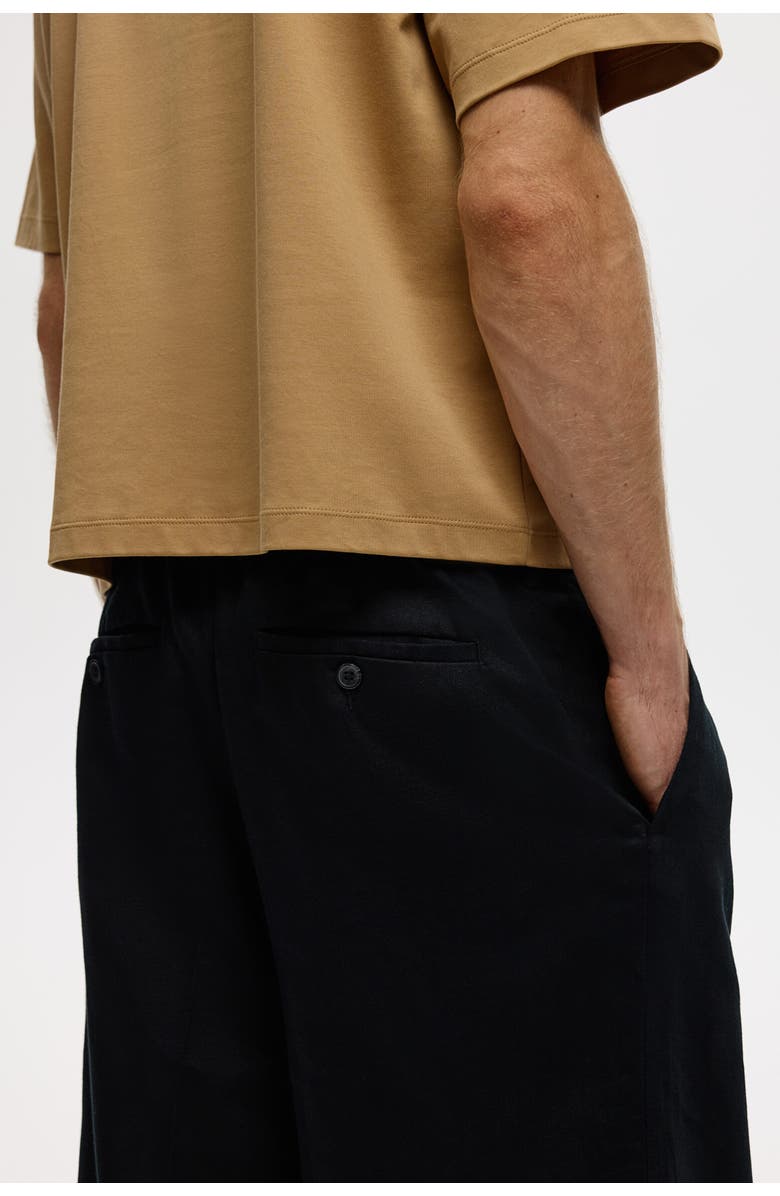 H&M Loose Fit Linen-blend Trousers, Alternate, color, Black