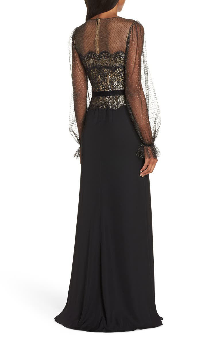 Tadashi Shoji Crepe & Sequin Gown, Alternate, color, 
