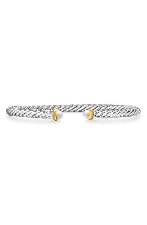 Cable Flex Bracelet in Sterling Silver with 14K Yellow Gold, 4mm