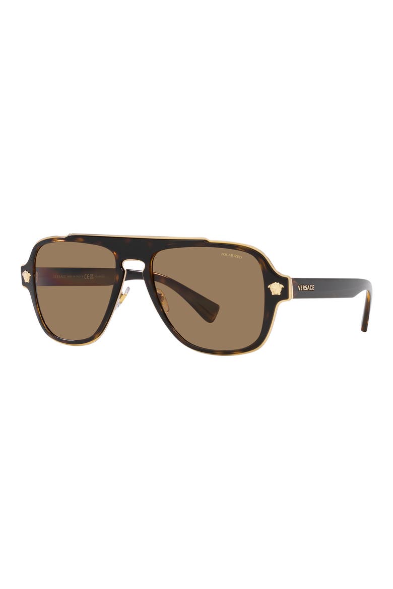 56mm Polarized Aviator Sunglasses, Alternate, color, HAVANA