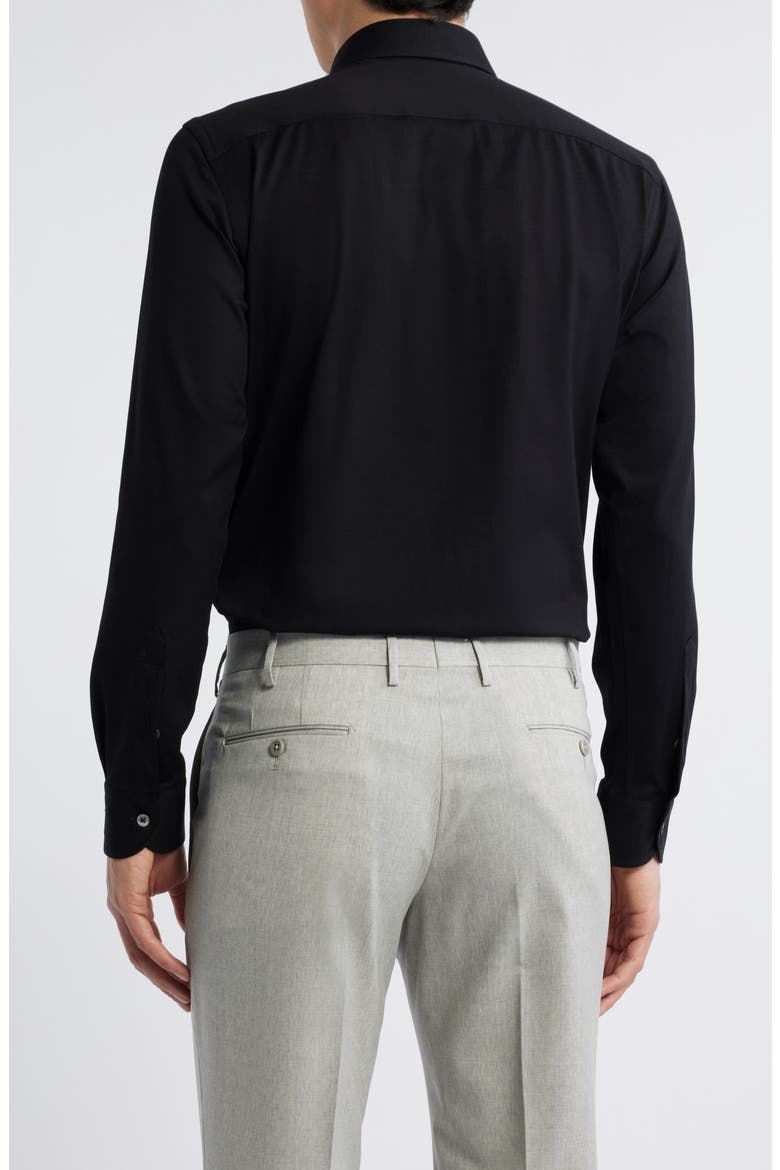 Lord Solid Knit Cotton Blend Dress Shirt, Alternate, color, BLACK