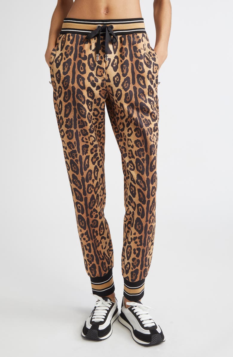 Dolce&Gabbana Leopard Print Joggers, Main, color, Hynbm Leo Fondo Naturale