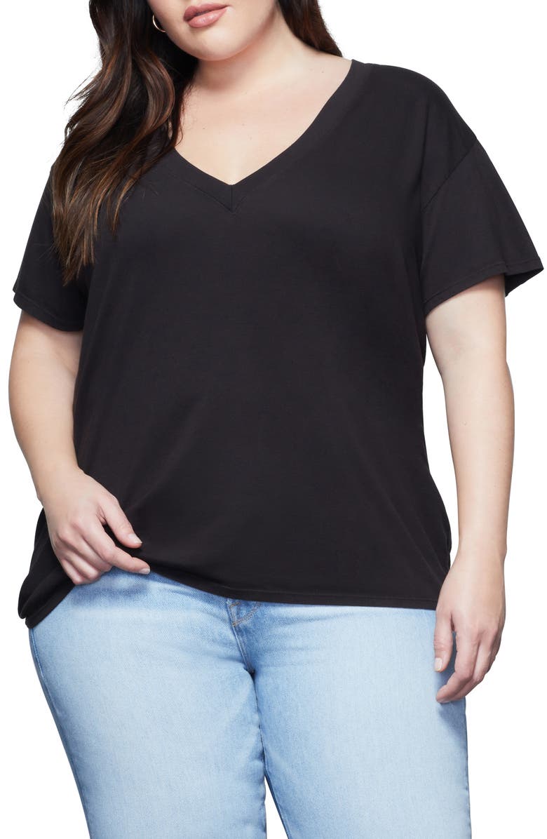 Good American V-Neck Jersey T-Shirt, Alternate, color,
