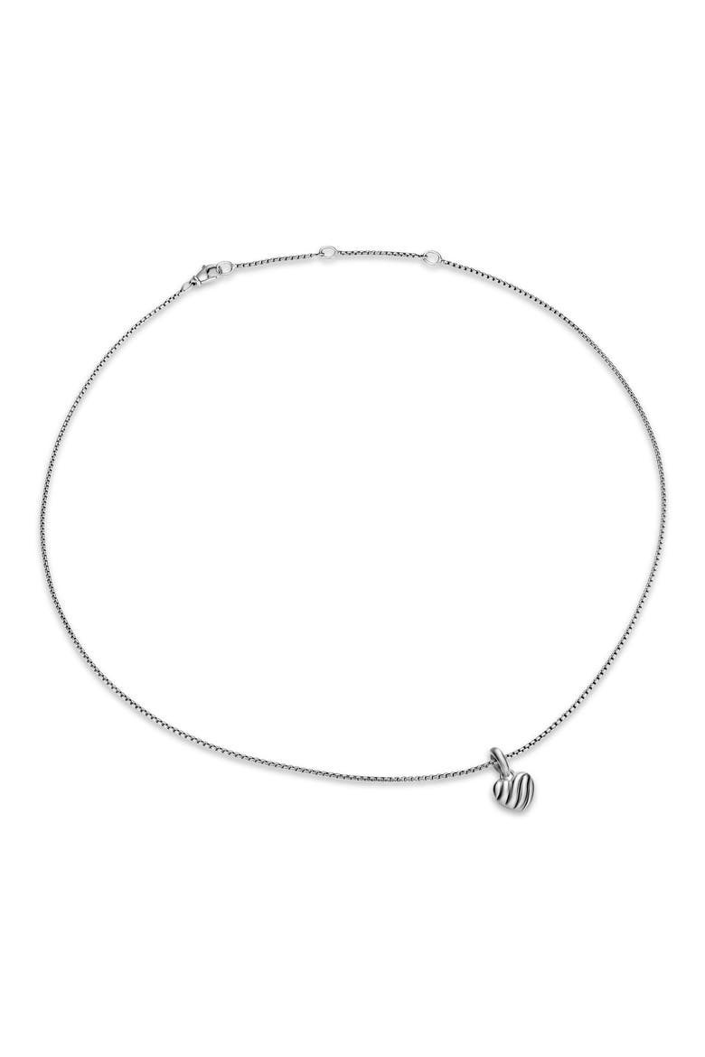 Petite Puffy Cable Heart Necklace in Sterling Silver, 7.4mm, Main, color, SILVER