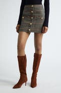 L'AGENCE Zander Plaid Button Front Miniskirt