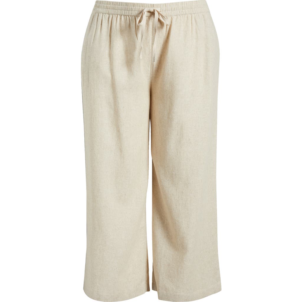 CASLONR CASLON(R) STRIPE TIE WAIST WIDE LEG LINEN BLEND PANTS