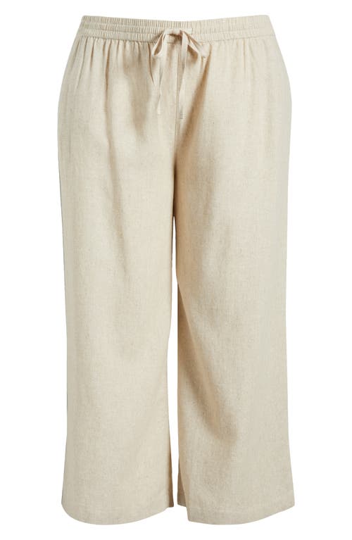 Caslon ® Stripe Tie Waist Wide Leg Linen Blend Pants In Brown