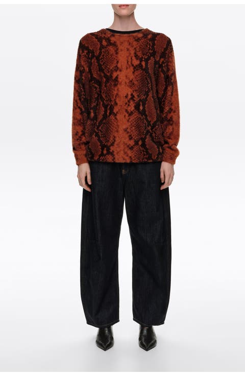 Long Animal Print Fur Sweater