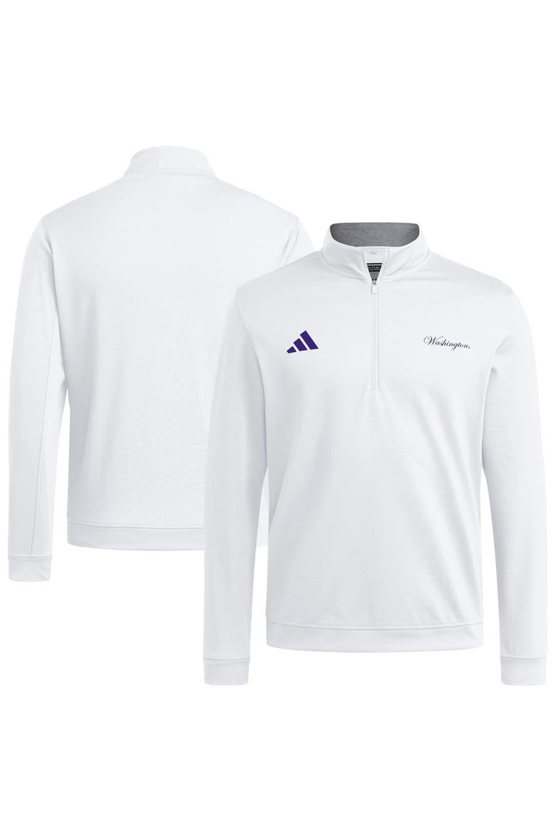 Men's adidas White Washington Huskies Elevated Quarter-Zip Jacket, Alternate, color, White